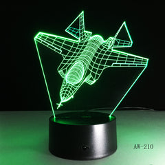 Air Plane 3D Night Light LED Remote Touch Fighter Table Lamp 3D Lamp 7 Colors Changing Indoor Lamp As Children Gift Toy AW-210