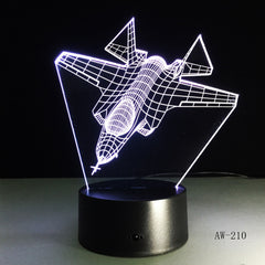 Air Plane 3D Night Light LED Remote Touch Fighter Table Lamp 3D Lamp 7 Colors Changing Indoor Lamp As Children Gift Toy AW-210