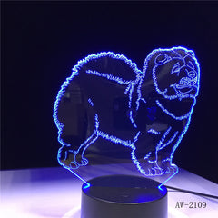 Chow Chow Dog 3D Lamp Night Light Kid Toy LED 3D Touch Table Lamp 7 Colors Flashing LED Light Homer Decorations for Home AW-2109
