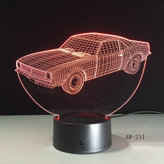 Car Model Toys 3D LED Illusion Nightlight LED Colors Change Touch Flash Light Glow in the Dark Desk Lamp Action Figure AW-211