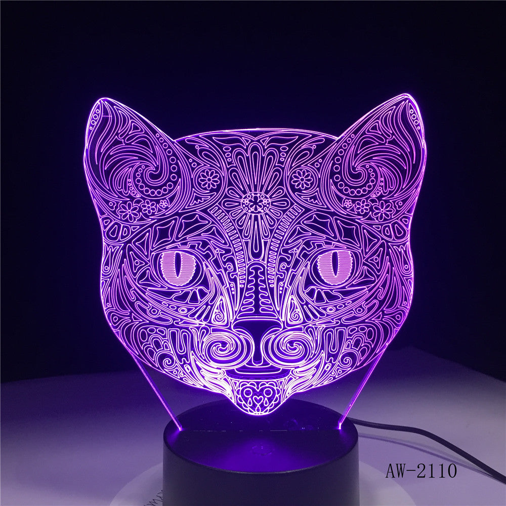 Big Face Cat 3D Illusion Lamp USB LED Touch Sensor Light 7 Colors Remote Control LED Table Lamp Luminaria Night Light AW-2110