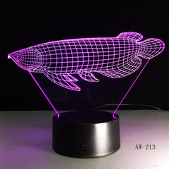 D Simulation Fish Visual LED Night Light Lucky Arowana Table Lamp Ornaments Decor Colorful Novelty Lighting Drop Ship AW-213