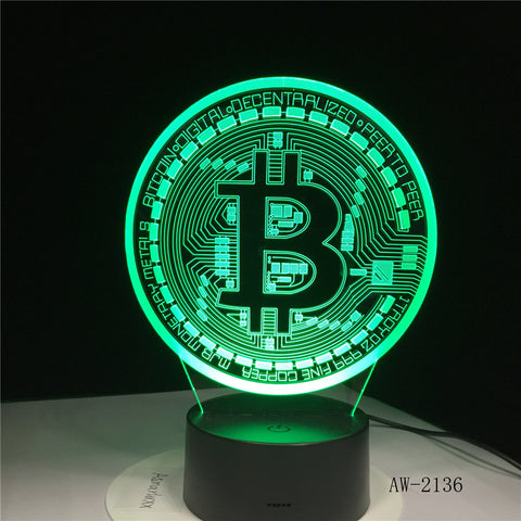 New Bitcoin 3d Lamp Seven Color Touch Led Visual Gift Decoration Desk Led Night Light Lovely 7 color change 3d Light AW-2136