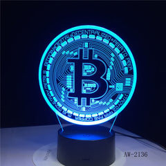 New Bitcoin 3d Lamp Seven Color Touch Led Visual Gift Decoration Desk Led Night Light Lovely 7 color change 3d Light AW-2136