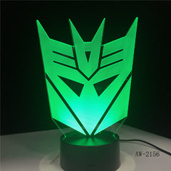 3D Optimus Prime Character Boy Gift Transformers Mask Illusion Desk Table RGB Led Night Light Colorful Lamparas Lamp AW-2156