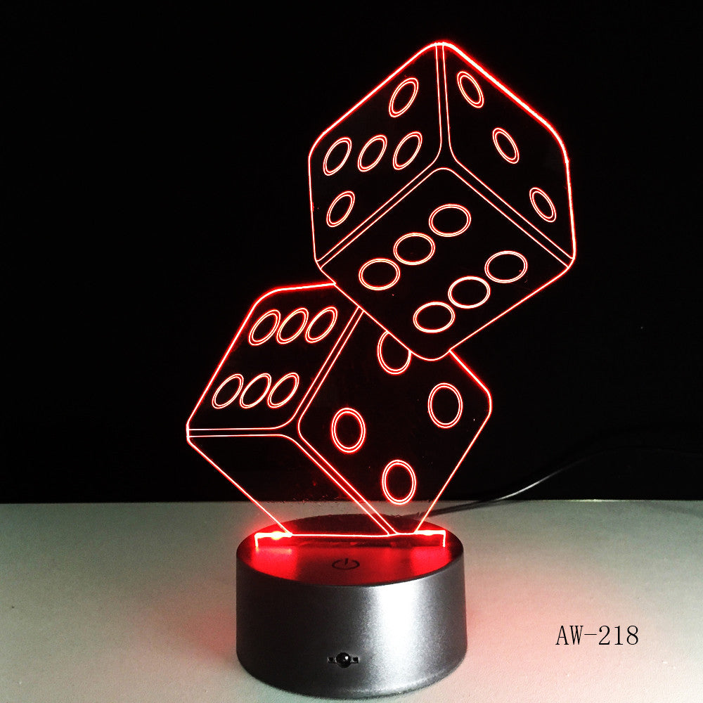 3D LED USB Lamp Magician Decoration TEXAS Hold EM Dice Spades Playing Card 7 Colors Changing RC Night Light Dropship Aw-218