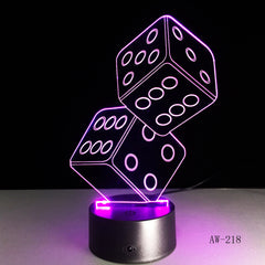 3D LED USB Lamp Magician Decoration TEXAS Hold EM Dice Spades Playing Card 7 Colors Changing RC Night Light Dropship Aw-218