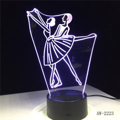 3D Illusion Lamp Ballet Girl LED USB 3D Night Lights 7 Colors Flashing Novelty LED Table Lamp Kids Bedside Decorations AW-2223