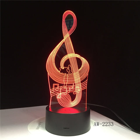 Music Cool Note Bass 3D LED LAMP NIGHT LIGHT for Musicians Home Table Decoration Birthday Christmas Present Gift AW-2233