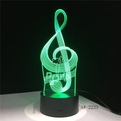 Music Cool Note Bass 3D LED LAMP NIGHT LIGHT for Musicians Home Table Decoration Birthday Christmas Present Gift AW-2233
