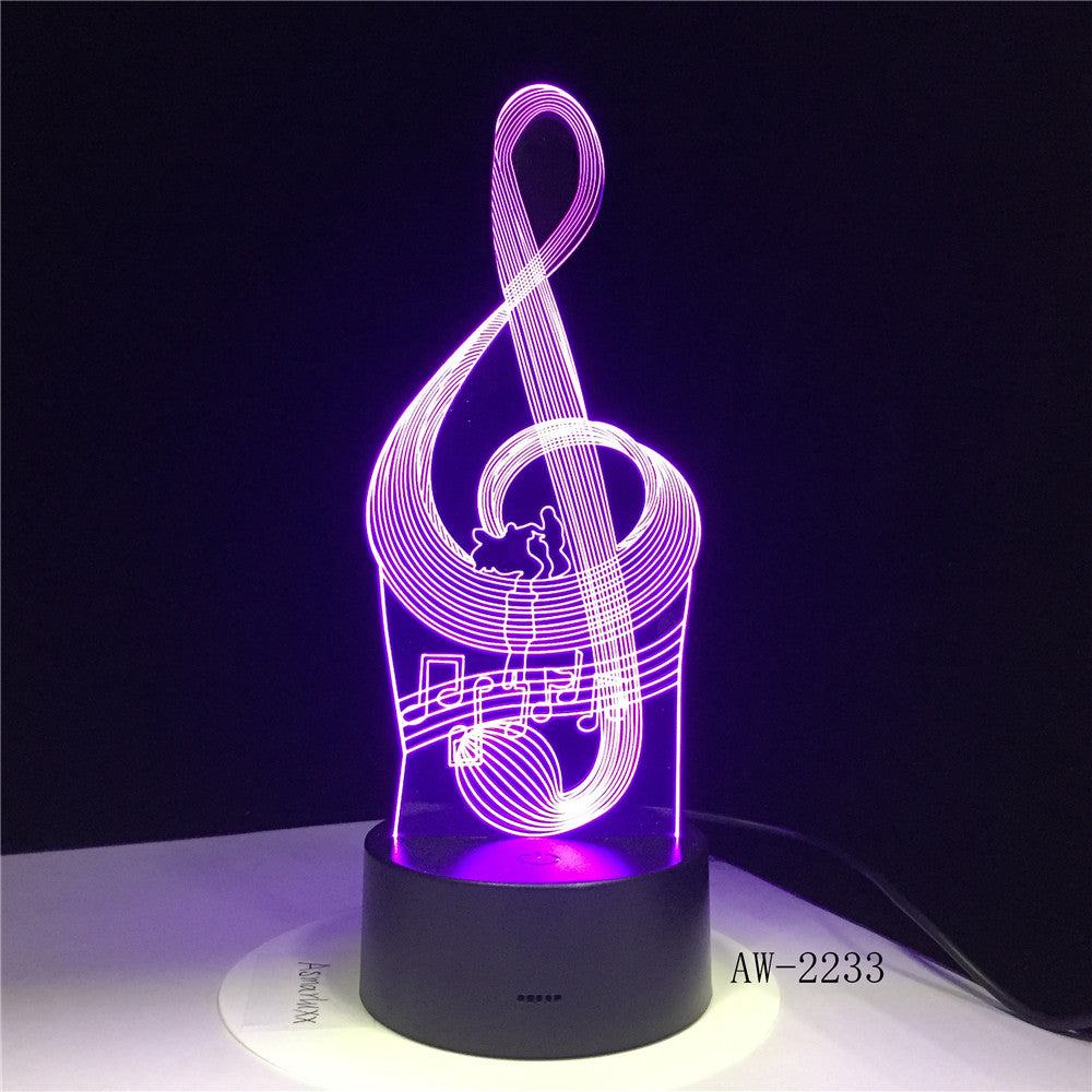 Music Cool Note Bass 3D LED LAMP NIGHT LIGHT for Musicians Home Table Decoration Birthday Christmas Present Gift AW-2233