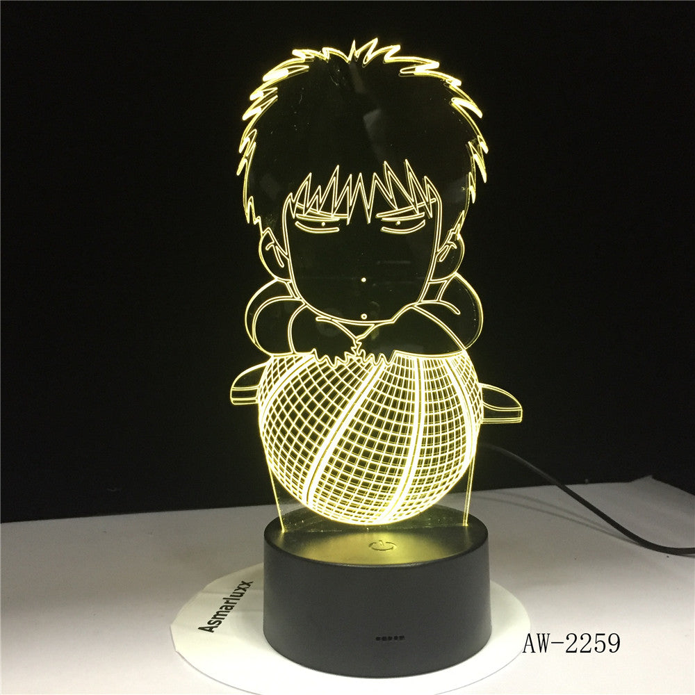 Basketball Boy 3D Table Lamp 7 Colors Gradient Led Nightlight USB Bedside Sleep Lighting Decor For Kids Toys Gifts AW-2259