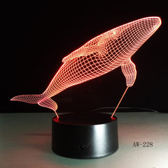 Shark Model 3D LED Lamp Creative Desk Lamp Visual Night Light USB Color-changing Light As Children's Gift Drop Shipping AW-228