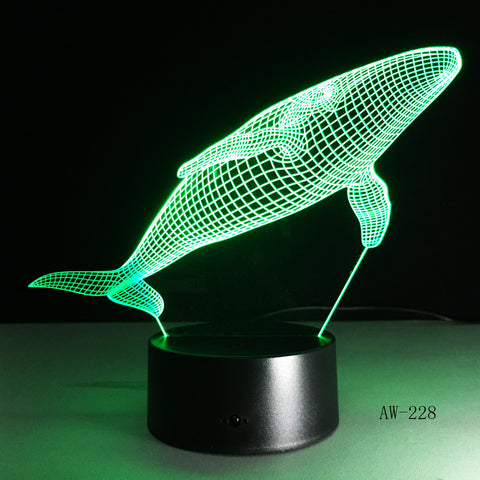 Shark Model 3D LED Lamp Creative Desk Lamp Visual Night Light USB Color-changing Light As Children's Gift Drop Shipping AW-228