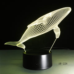 Shark Model 3D LED Lamp Creative Desk Lamp Visual Night Light USB Color-changing Light As Children's Gift Drop Shipping AW-228