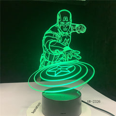 Captain America Shield Figure 3D Multicolors Acrylic table night light LED illusion Touch USB lamp Boy kids toy Gift AW-2326