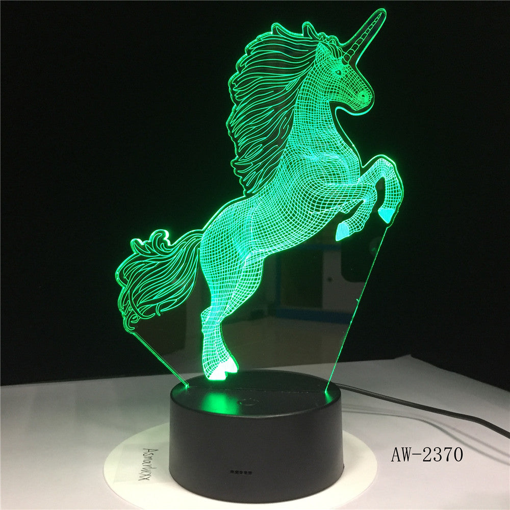 Horse Model 3D LED Lamp Small Night Light 7 Color Change USB Touch Switch Indoor Atmosphere Lamp Bedroom Decoration Li AW-2370