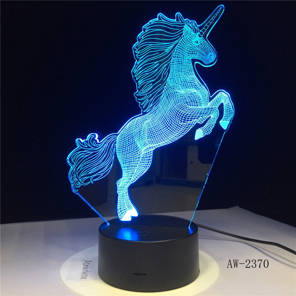 Horse Model 3D LED Lamp Small Night Light 7 Color Change USB Touch Switch Indoor Atmosphere Lamp Bedroom Decoration Li AW-2370