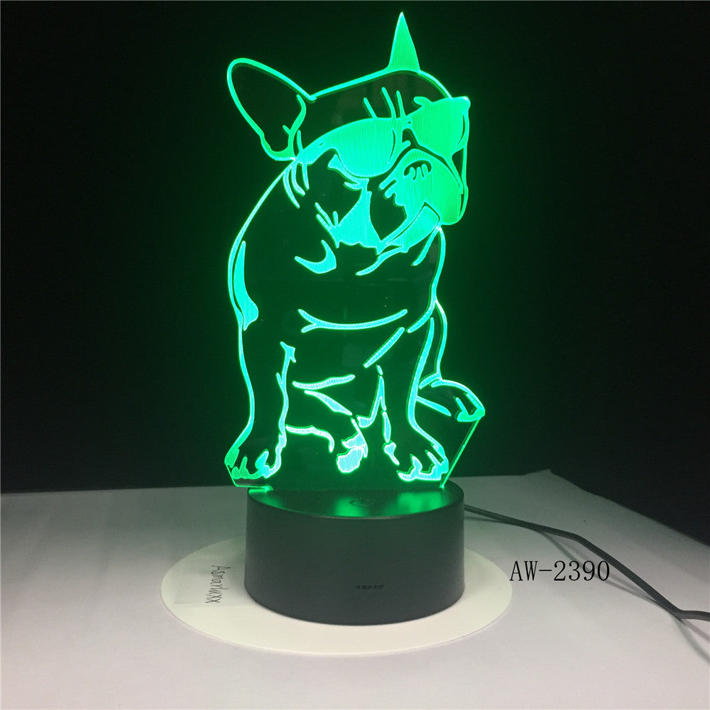 Cute Dog Illusion 3D Led Lamp LED 7 Color Change Touch Led 3D Night Light Kids Lampara Baby Sleeping Party Decor Light AW-2390