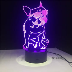 Cute Dog Illusion 3D Led Lamp LED 7 Color Change Touch Led 3D Night Light Kids Lampara Baby Sleeping Party Decor Light AW-2390