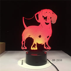 Dog Cute Baby Bedroom Lamps Night Light Cartoon Plastic Sleeping LED Kids 3D Lamp Nightlight with 7 Colors Bedroom Deco AW-2658