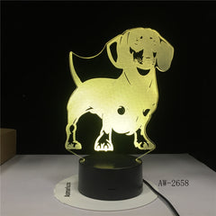 Dog Cute Baby Bedroom Lamps Night Light Cartoon Plastic Sleeping LED Kids 3D Lamp Nightlight with 7 Colors Bedroom Deco AW-2658