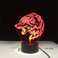 Fierce Wolfs 3D Head Table Lamp LED USB Creative Baby Sleep Night Light Bedside Light Fixture Bedroom Decor Kids Gifts AW-2804
