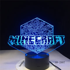 Minecraft Game Hihecraft Surrounding Character Prototype 3D LED Lamp Plug in Lamp 7 Colors Home Decor Drop Shipping AW-2887