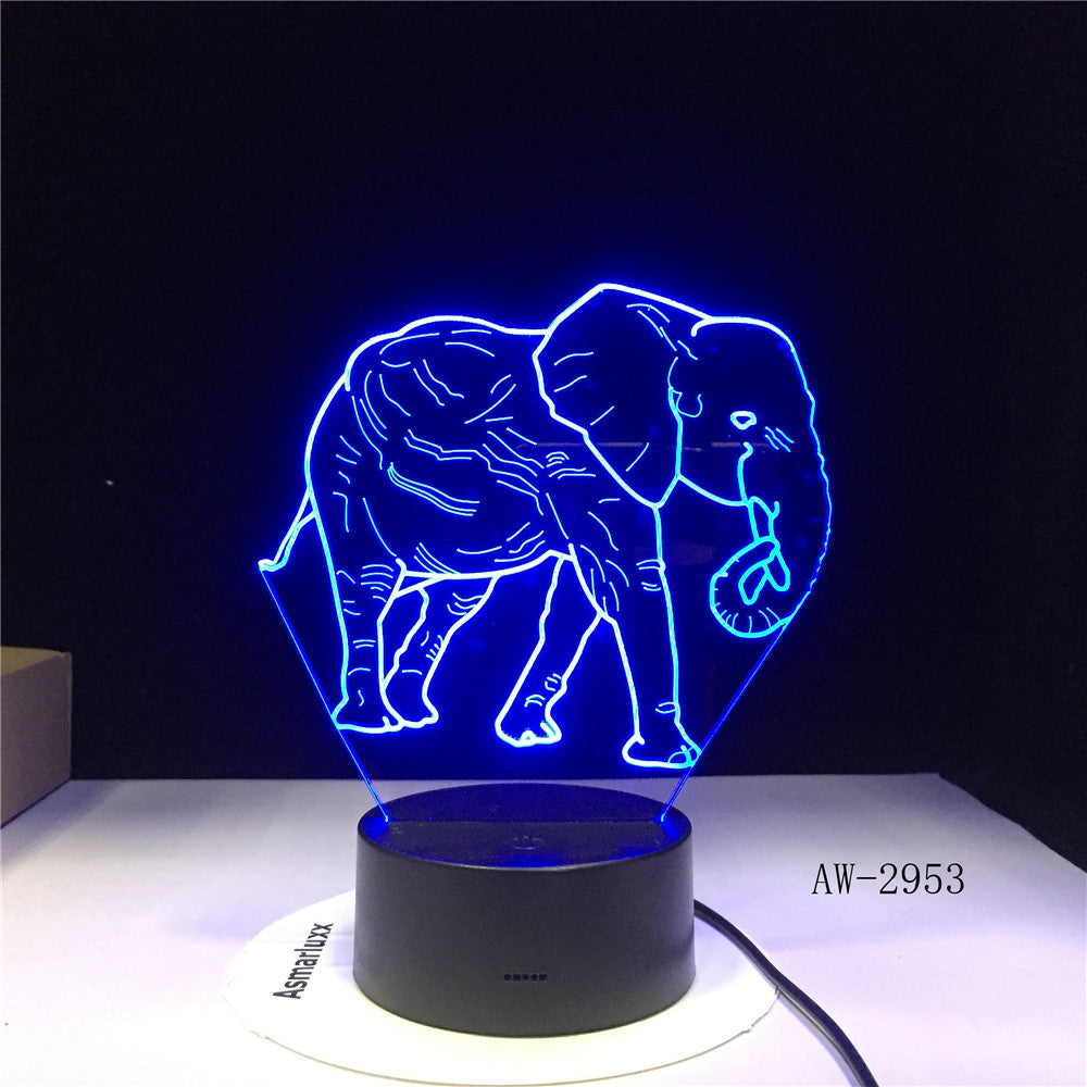 Cute 3D Illusion Elephant Lamp LED Night Lights with 7 Colors Lamp as Home Decoration Cute Gifts for Boys Girls 2953