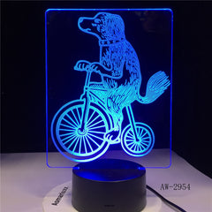 New Dog Riding 3D Lampen 7 Color USB Night Lamp LED for Kids childs Birthday Creative Bedside Decor Tafellamp Gift 2954