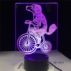 New Dog Riding 3D Lampen 7 Color USB Night Lamp LED for Kids childs Birthday Creative Bedside Decor Tafellamp Gift 2954
