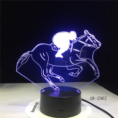 Horse Racing Model 3D Night Light USB Novelty Gifts 7 Colors Changing LED Desk Table Touch Base Lamp Kids Gift Dropship AW-2962