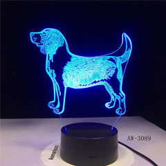 Pet Dog 3D Night Lamp 7 Color Change Touch Led 3D Night Light Bedroom Decoration Light USB Office Desk lamp AW-3089