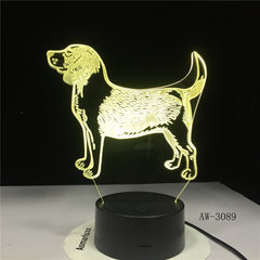 Pet Dog 3D Night Lamp 7 Color Change Touch Led 3D Night Light Bedroom Decoration Light USB Office Desk lamp AW-3089