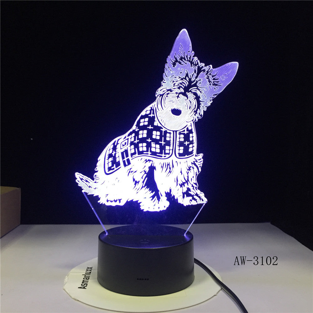 3D Lovely Spot Dog Night Lights LED USB 7 Colors Sensor Desk Lamp Novelty 3D Table Lamp Friends Kids Birthday Gift Light AW-3102