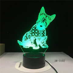 3D Lovely Spot Dog Night Lights LED USB 7 Colors Sensor Desk Lamp Novelty 3D Table Lamp Friends Kids Birthday Gift Light AW-3102