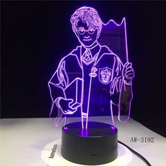 3D Harry Potter Night Light Hogwarts Discoloration Magic School LED Lamp Luminaria Bedroom Decor Linternas Table Lamp AW-3192