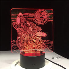 Wolf Roaring Moon 3D Led Lamp Nightlight USB Operated Night Light Lamp Visual Light Effect Gift for Teenager luminari 3226