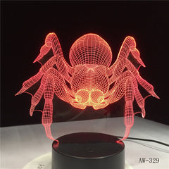 Creative Spider 3D Lamp lighting LED USB Mood Night Light Multicolor Touch or Remote luminaires Change Table Desk Beside AW-329