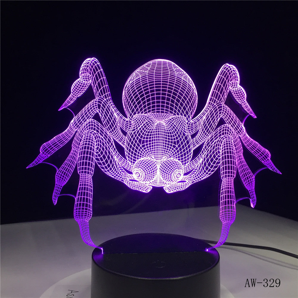 Creative Spider 3D Lamp lighting LED USB Mood Night Light Multicolor Touch or Remote luminaires Change Table Desk Beside AW-329