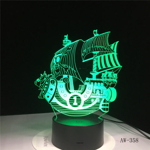 Sailing Sea Ship 3D Boat Night Light RGB Changeable Mood Lamp LED Light AC5V USB Decorative Table Lamp Touch or Remote Control