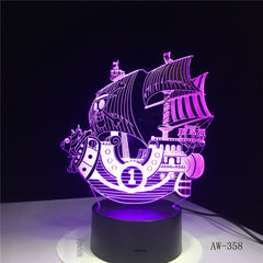 Sailing Sea Ship 3D Boat Night Light RGB Changeable Mood Lamp LED Light AC5V USB Decorative Table Lamp Touch or Remote Control