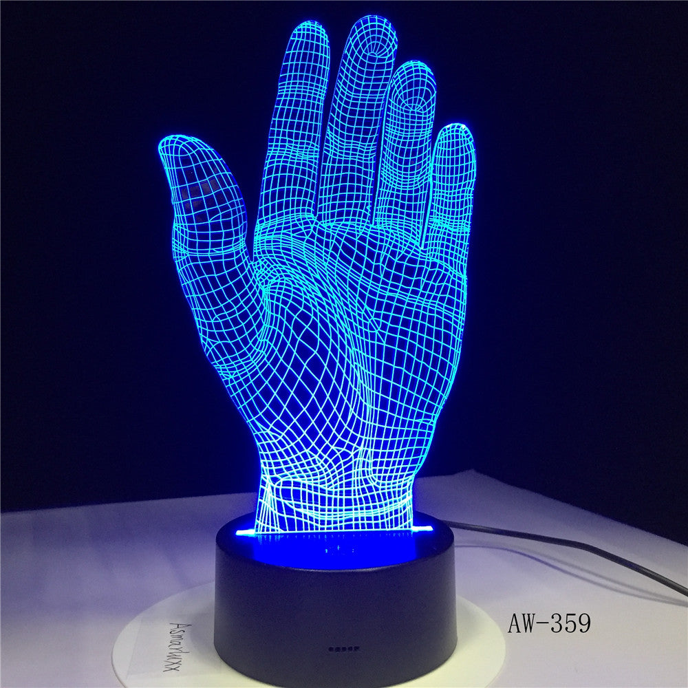 Palm 7 Color Lamp 3d Visual Led Night Lights For Kids Touch Usb Table Lampara Lampe Baby Sleeping Nightlight Motion Lamp AW-359