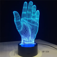 Palm 7 Color Lamp 3d Visual Led Night Lights For Kids Touch Usb Table Lampara Lampe Baby Sleeping Nightlight Motion Lamp AW-359