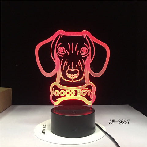 Hot 3D Night Lamp lovely Big Ears Dog Animal Cartoon 7 Color Change USB Desk Lamp Bedroom Light Friends Kids Birthday G AW-3657