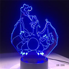 Novelty Cartoon Pokemon Charizard 3D Lamp USB Night Light Multicolor LED Lighting Bulb Luminaria Kid toy Christmas Gift AW-386