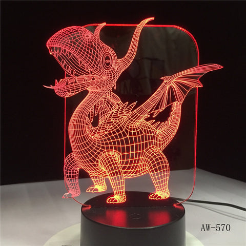 Dinosaur 3D LED Lamp Cartoon Animal Table Desk Lamp Children Kids Bedroom Decor Sleeping Night Light Gift Office Light AW-570