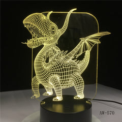 Dinosaur 3D LED Lamp Cartoon Animal Table Desk Lamp Children Kids Bedroom Decor Sleeping Night Light Gift Office Light AW-570