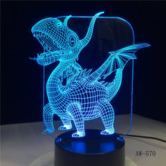 Dinosaur 3D LED Lamp Cartoon Animal Table Desk Lamp Children Kids Bedroom Decor Sleeping Night Light Gift Office Light AW-570