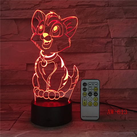 Cute Dog 3D LED Lamp Night Light Multi-colors RGBW Bulb Decorative Luminaria Birthday Gift For Friends Kids Birthday Gift AW-613